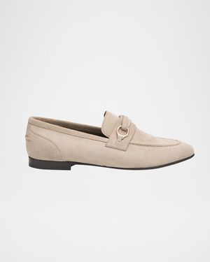 Suede Loafers with Horsebit Strap