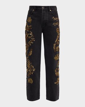 Daniela Embellished Straight-Leg Jeans
