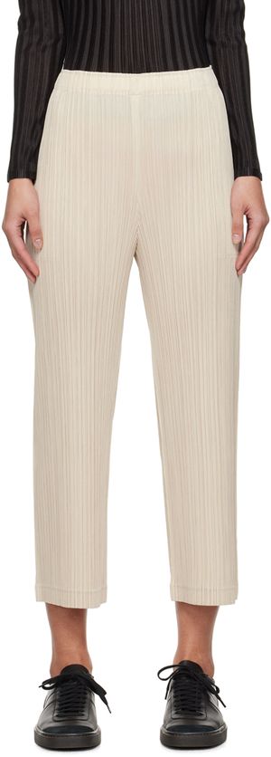PLEATS PLEASE ISSEY MIYAKE Off-White Thicker Bottoms 1 Trousers