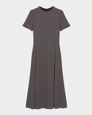 Short-Sleeve Flared Midi Dress