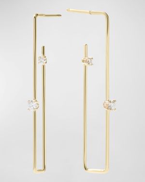 14k Diamond Wire Rectangle Hoops