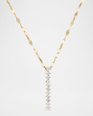 14K Gold Mini Flawless Diamond Tennis Lariat Necklace