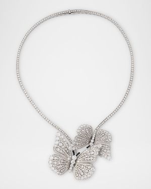 Couture Diamond Butterfly Necklace in 18K White Gold