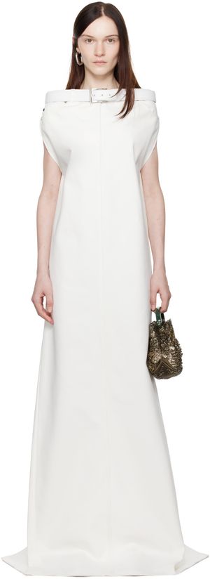 MARIE ADAM-LEENAERDT Robe longue blanche à encolure de style jean