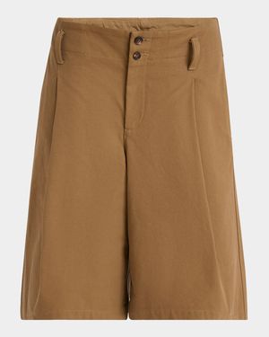 Pleated Wide-Leg Cotton Culottes
