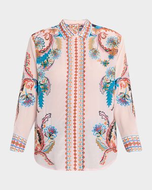 Morelia Embroidered Floral-Print Shirt