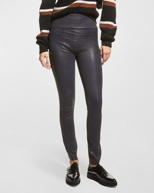 High-Waist Leather Ankle Leggings