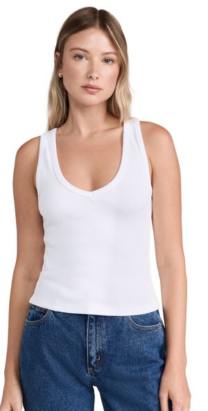 perfectwhitetee V Neck Blondie Tank White M