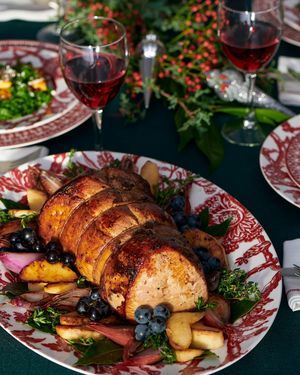 Arcadia Crimson Rimmed Oval Platter, 16"