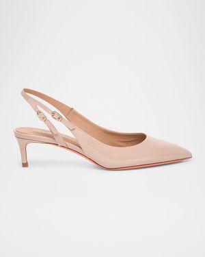 Audrey Patent Kitten Slingback Pumps
