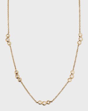 14K Bezel Diamond Trio Segment Necklace, 14-16"L