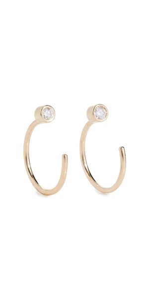 Zoe Chicco 14k Gold Diamond Reverse Huggie Hoop Earrings Yellow Gold One Size