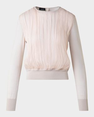 Crinkle Silk Chiffon Knit Sweater