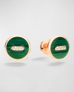 18K Rose Gold Dot Malachite Earrings