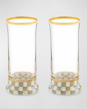 Sterling Check Highball Glass, Set of 2