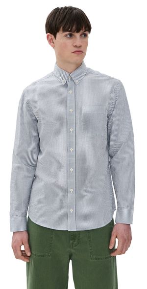 Taylor Stitch Jack Seersucker Shirt Navy Stripe Seersucker 40