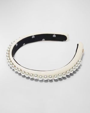 Pearly Embellished Gigi Velvet Headband