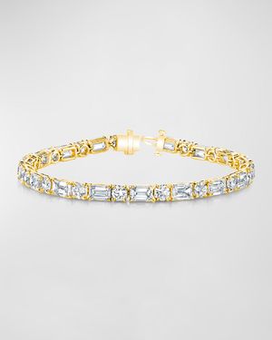 18K Gold East-West Alternating Prong-Set Diamond Bracelet, 7.00tcw, 7"L