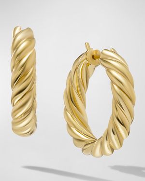 Sculpted Cable Hoop Earrings in 18K Gold, 5.5mm, 1"L