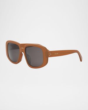 Bold 3 Dots Acetate Shield Sunglasses