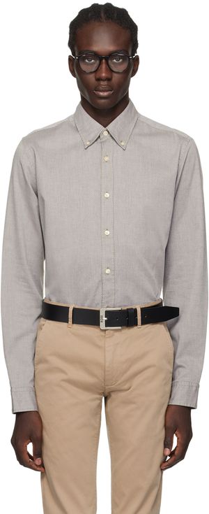 BOSS Khaki Button-Down Shirt