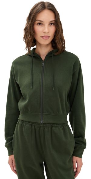 Beyond Yoga Luxe Fleece Zip Up Hoodie Dark Olive XS