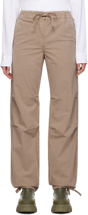GANNI Pantalon beige à cordons coulissants