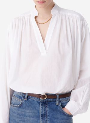 Vanessa Bruno - Blouse ample Col V en coton - Taille M/L - Blanc