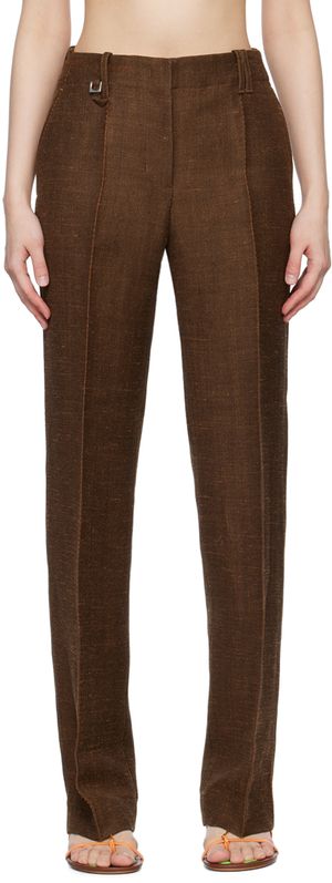JACQUEMUS Brown Le Raphia 'Le Pantalon Cordao' Trousers