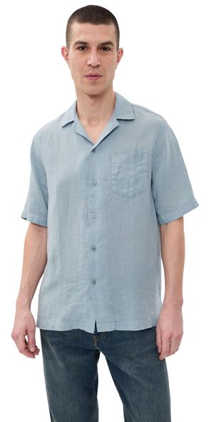 Frescobol Carioca Angelo GD Linen Short Sleeve Shirt Coastal Blue L