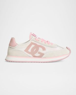 Kid's Aria Nylon & Nappa Calfskin Leather Sneakers, Toddler/Kids