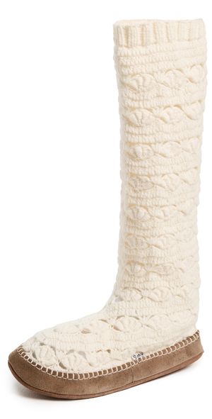 Sea Alena Knit Sock Slippers Cream S