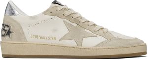 Golden Goose White & Beige Ball Star Sneakers
