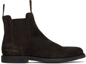 Common Projects Brown Waxed Suede Chelsea Boots