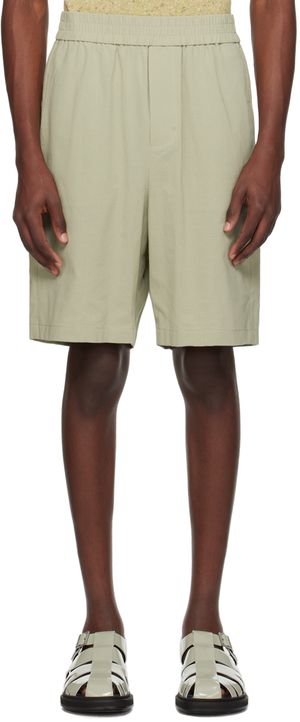 AMI Paris Green Elasticized Waist Shorts