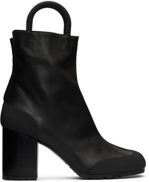 Random Identities Black Leather Worker Boots