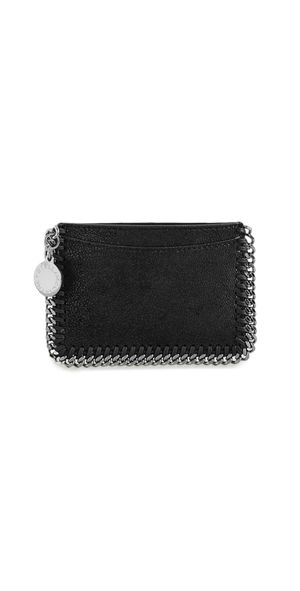 Stella McCartney Falabella Flat Card Holder Eco Shaggy Deer with Ruthenium Chain Black One Size