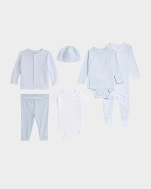 Boy's 6-Piece Interlock Cotton Knit Gift Set, Size Newborn-9M