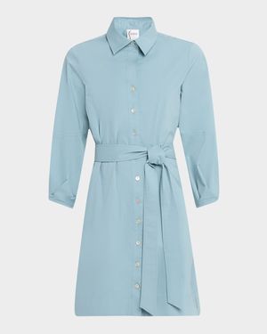 Milo Tie-Waist Weathercloth Mini Shirtdress