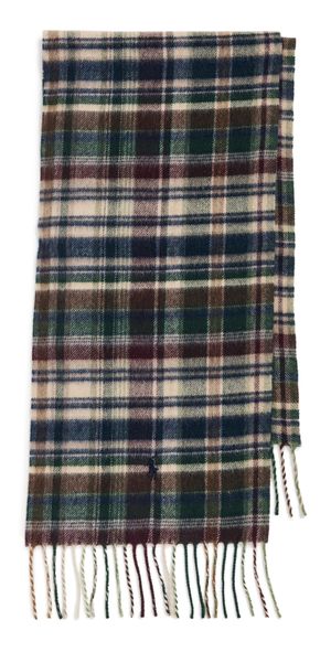 Polo Ralph Lauren Cashmere Blend Plaid Scarf Green Multi One Size