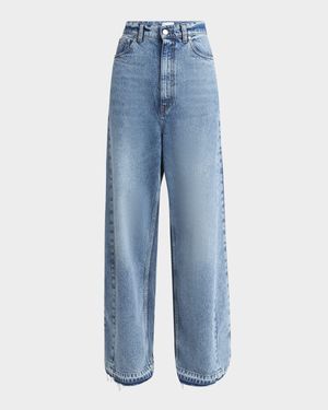 Two Tonal Paneled Wide Leg Jeans