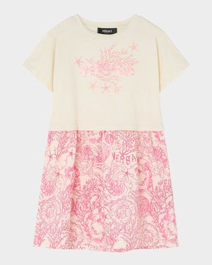 Girl's Two-Tone Logo-Print Dress, Size 6-14