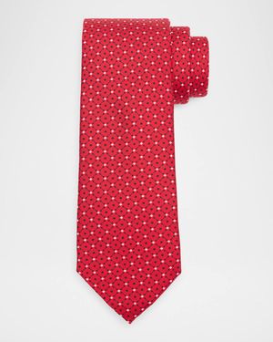 Men's Lattice-Print Silk Tie