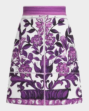 Majolica-Print Mini Skirt