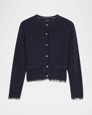 Taza Pointelle-Knit Fringed Sweater