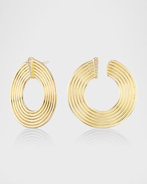 18K Yellow Gold Circle Diamond Earrings