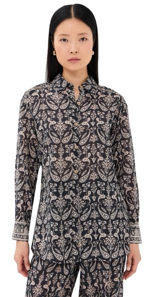 Veronica Beard Lloyd Button Down Black multi 10