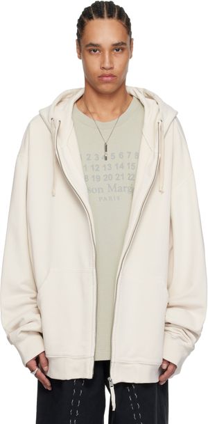Maison Margiela Beige Embroidered Logo Hoodie
