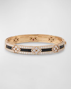 18K Rose Gold Black Jade Bracelet with Diamond Edge