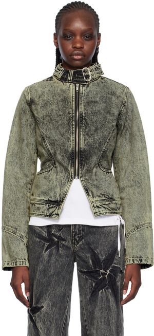 Masha Popova Gray Racing Denim Jacket